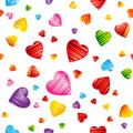 Colorful striped hearts pattern. Valentine`s day, wedding