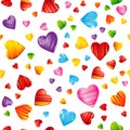 Colorful striped hearts pattern. Valentine`s day, wedding, romantic seamless background Royalty Free Stock Photo