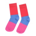 Colorful striped socks on white background, top view Royalty Free Stock Photo