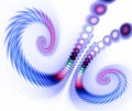 Colorful Striped Spirals Move Into Lines Of Beads. Abstract Fractal Background. 3D Rendering.