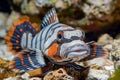 Colorful Striped Tropical Fish Posing Elegantly Amongst Coral Reefs in a Vibrant Underwater Seascape Royalty Free Stock Photo