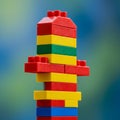 A colorful structure of interlocking blocks is assembled, featuring horizontal layers in Royalty Free Stock Photo