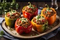 Colorful Stuffed bell peppers with meat