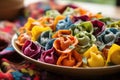 colorful stuffed pasta like ravioli or tortellini