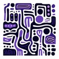 Colorful Stylised Abstract Drawing With Purple, Black, And White Pattern Royalty Free Stock Photo