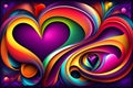 Colorful stylish hearts illustration background