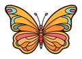 Colorful stylized butterfly with intricate patterns. Bright and vibrant insect design for spring and nature themes