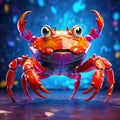 Colorful 3D Crab with Unique Expression Royalty Free Stock Photo