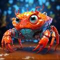 Colorful 3D Crab with Unique Expression Royalty Free Stock Photo
