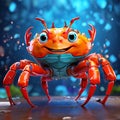 Colorful 3D Crab with Unique Expression Royalty Free Stock Photo
