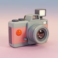 A colorful, stylized 3D-rendered camera model with a retro design. Featuring a pink Royalty Free Stock Photo
