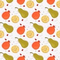 colorful stylized fruits pattern design