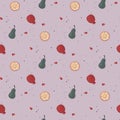 colorful stylized fruits pattern design