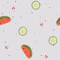 colorful stylized fruits pattern design