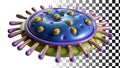 Stylized microbe virus cell colorful abstract biology science graphic png transparent image Generative AI Royalty Free Stock Photo