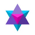 Colorful stylized Merkaba symbol. Sacred geometry shape. Star tetrahedron.