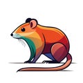 Colorful stylized mouse with vibrant rainbow gradient fur and long tail side view Royalty Free Stock Photo