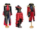 Colorful stylized spanish medieval costume clothes on mannequin
