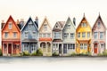 Colorful Suburbia: An Illustration of Unique House Styles and No