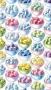 Colorful Sugar Cubes in Small Bowls Pattern Royalty Free Stock Photo