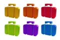 Colorful suitcase icon and luggage on isolated white background