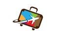 Colorful Suitcase Travel airplane symbol Creative Air Logo
