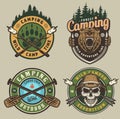 Colorful summer adventure vintage emblems