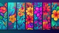 Colorful summer background with various flowers