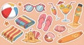 Cartoon Summer Beach Vacation Elements Sticker Set Royalty Free Stock Photo