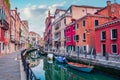Colorful summer cityscape ofVennice with famous water canal and colorful houses. Spectacular morning scene of Italy, Europe. Trave