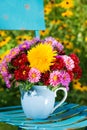 Colorful summer flower arrangement Royalty Free Stock Photo