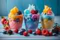 Colorful Summer Frozen Desserts with Blueberries