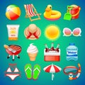 Colorful Summer Icons Set Royalty Free Stock Photo