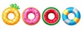 Colorful Summer Inflatable Float Set with Pineapple Donut Watermelon and Beach Ring Royalty Free Stock Photo