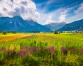 Colorful summer morning on the Golfclub Zugspitze