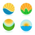 Colorful summer round emblems