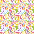 Colorful summer seamless pattern with floral curve