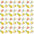 Colorful summer seamless pattern with tropical fruits and ice cream.