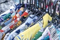 Colorful summer shirts on hangers for sale in street market in Thailand, close up Royalty Free Stock Photo