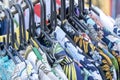 Colorful summer shirts on hangers for sale in street market in Thailand, close up Royalty Free Stock Photo