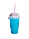 Colorful summer slushies with straw on white background. drink