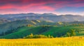 Colorful summer sunrise in the Carpathian mountains Royalty Free Stock Photo