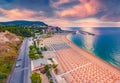Colorful summer sunrise in Numana public beach. Picturesque seascape of Adriatic sea. Splendid outdoor scene of Italy Royalty Free Stock Photo