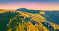 Colorful summer sunset on Carpathian mountains. Royalty Free Stock Photo