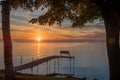 Colorful Summer sunset in Door County, Wisconsin Royalty Free Stock Photo