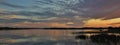 Colorful summer sunset at Gronnestrand, Jylland.