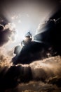 Light of the setting sun through the clouds Royalty Free Stock Photo