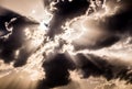 Light of the setting sun through the clouds Royalty Free Stock Photo