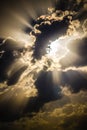 Light of the setting sun through the clouds Royalty Free Stock Photo