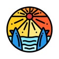 Colorful Summer Surf Wave Logo Vector Design illustration Emblem Royalty Free Stock Photo